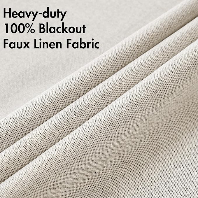 MIULEE Linen Blackout Curtains for Bedroom Thermal Insulated Birch Grommet Room - Image 5