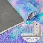 Super Soft Fluffy Living Room Area Rug 2x5 ft Purple Rainbow Tie-Dyed Shaggy - Image 5