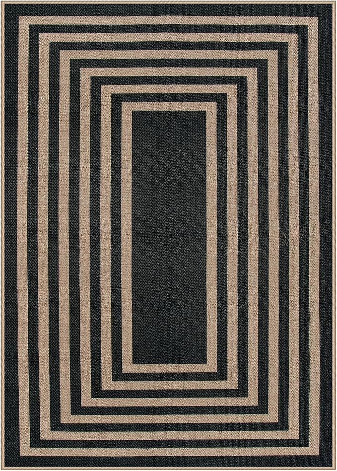 Lahome Enfys Modern Geometric Easy Jute Outdoor Rug, 5x7 Patio Living Room Rug - Image 9