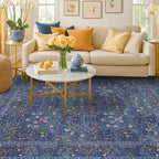 Vintage Dark Blue Living Room Rug 5x8 Area Rug - Image 8