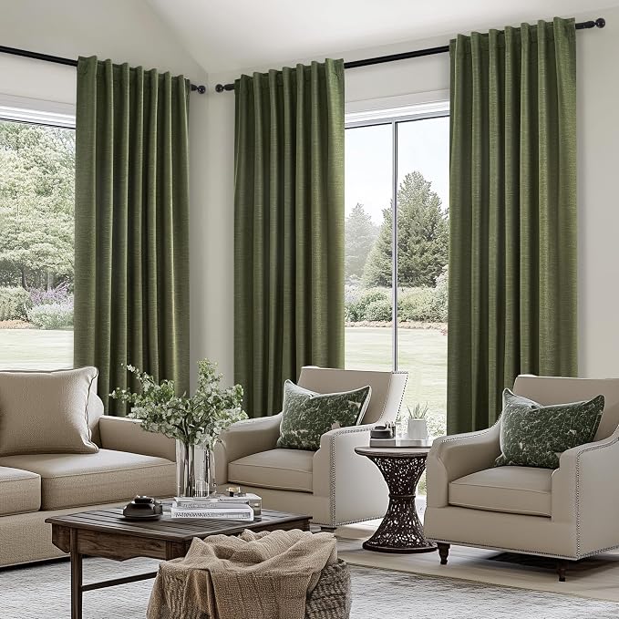 Topfinel 94 Inches Long Flax Custom Blackout Linen Curtains, Viral Pinch - Image 4
