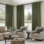 Olive Green Curtains 120 Inch Long 2 Panels Set - Image 3