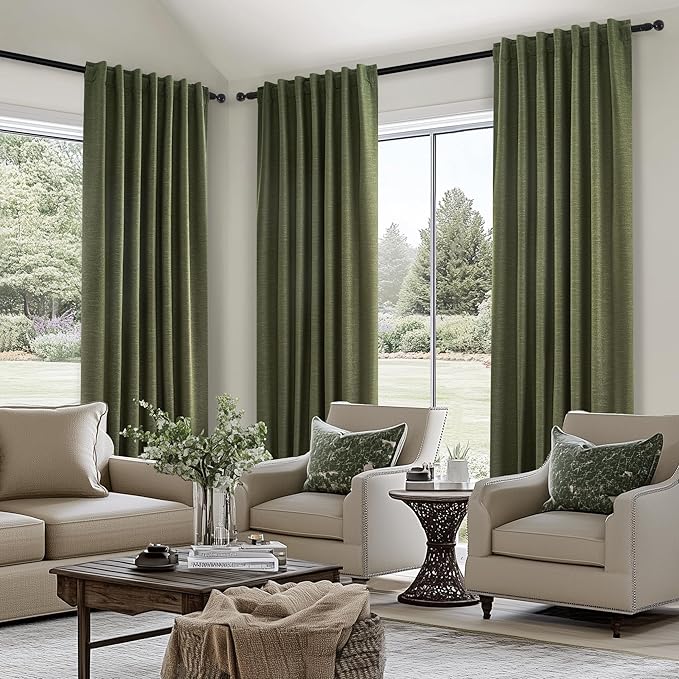 Topfinel Extra Long 132 Inch Olive Green Curtains 2 Panels Set - Image 4