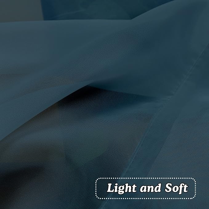 OVZME Dusty Blue Sheer Curtains 36 inches Long, Short Kitchen Window Treatment - Image 5