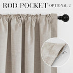 RYB HOME Natural Beige 100% Blackout Short Curtains 45 inch Length 52 Width - Image 7