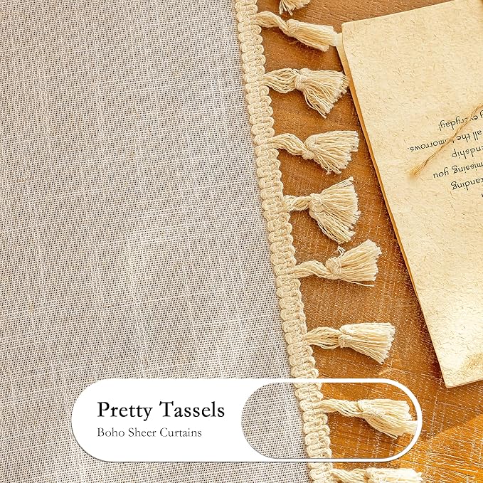 MYSKY HOME Boho Cream Curtains - Image 4