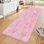 Super Soft Fluffy Living Room Area Rug 2x6 ft Tie-Dyed Light Pink Shaggy Furry - Image 4