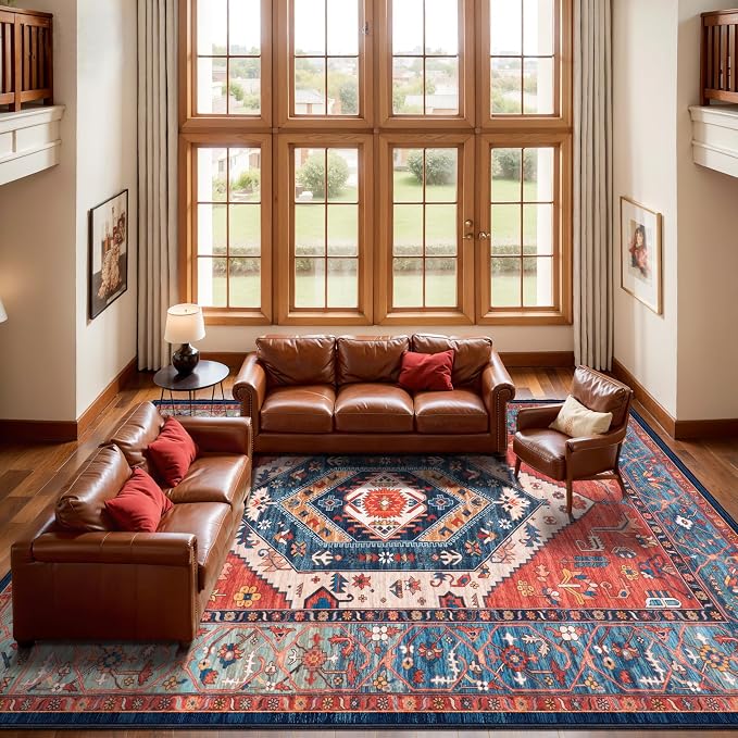 SERISSA 8x12 Area Rugs for Living Room, Large Washable Non-Slip Boho Rug - Image 3