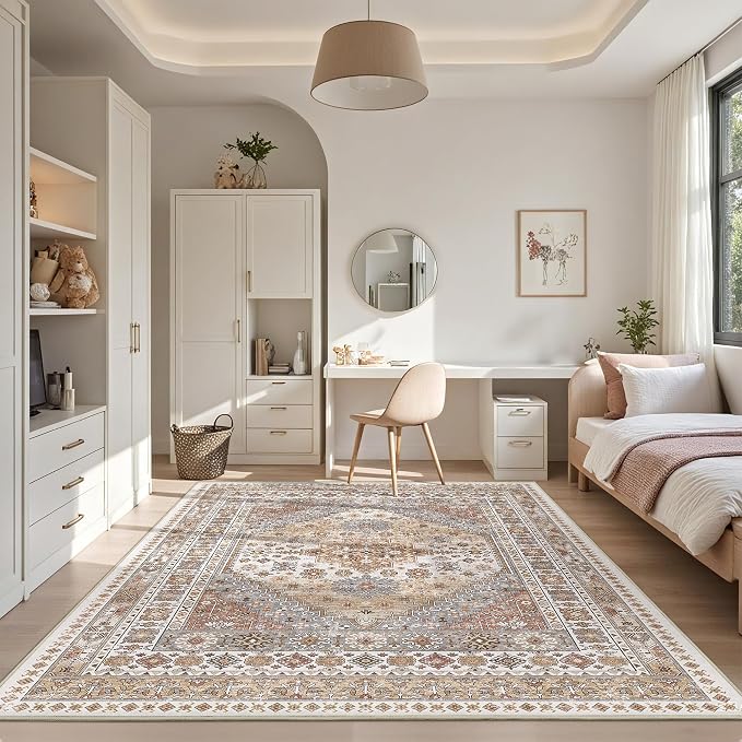 6x9 Area Rugs for Living Room, Soft Low Pile Indoor Washable Rugs for Bedroom by Restydon