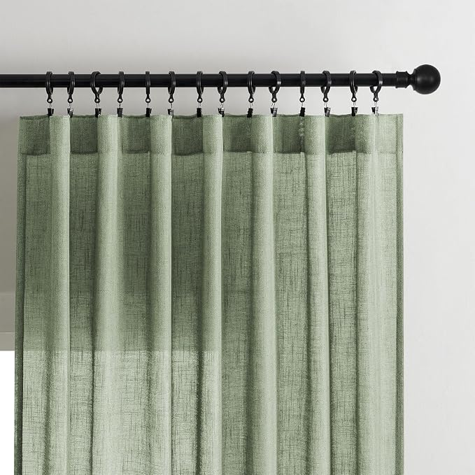 Joydeco Linen Curtains 72 Inch Length 2 Panel Sets, Light Filtering Curtains - Image 3