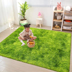 Green Tie-Dyed Rug for Bedroom 4x6 Fluffy Area Rug Mat Bedside Throw Rug for - Image 4