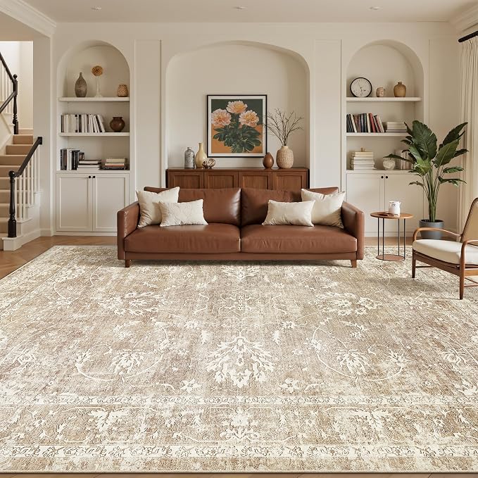 Madane 8x10 Area Rugs for Living Room, Machine Washable Vintage Natural Rug - Image 2