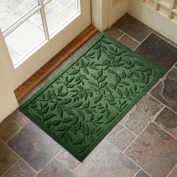 Green Leaves Outdoor Indoor Entrance Door mat, Absorbent Durable Heavy Duty - Image 4