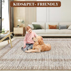GarveeHome Modern Geometric Area Rug 5x7 Distressed Bordered Rug Washable Non - Image 5