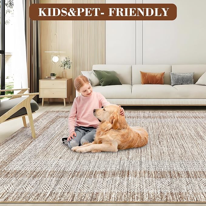 GarveeHome Modern 3x5 Neutral Area Rug Washable Non-Slip Low-Pile Indoor Rugs - Image 6