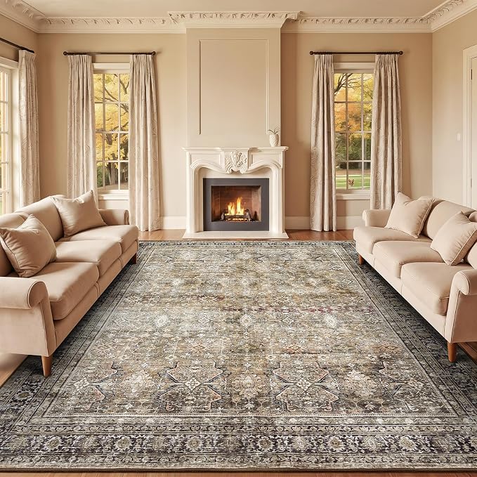Lofus 9x12 Area Rug for Living Room, Soft Neutral Carpets for Bedroom Dining by Lofus