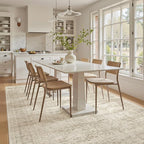 5x8 Area Rugs Beige Low Pile Indoor Washable Trendy Faded Style Rugs - Image 3