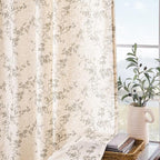 Lazzzy Linen Farmhouse Curtains Grey Floral Curtains 63 Inch Long Back Tab - Image 8