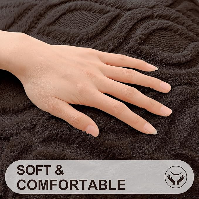 decorUhome Throw Pillow Covers 16x16 Inch Set of 2, Soft Plush Faux Wool Dark - Image 2