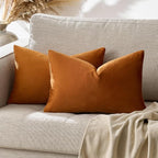 GIGIZAZA 12x20 Dark Burnt Orange Pillow Covers Velvet Lumbar Pillow Decorative by GIGIZAZAFocusingonhomedecoration