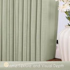 Linen Blend Sage Green Curtains 63 inch Length 2 Panels - Image 4