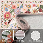 Pink Area Rugs 9x12 Living Room Washable Rug Non Slip Floral Low Pile Large Rug - Image 2