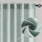 MIULEE Sea Green Linen Curtains 96 Inch Long - Image 2