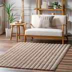 Nuloom Jeni Taupe, Solid Faux Rabbit, Fluffy and Cozy, High Traffic, Stain by nuLOOM