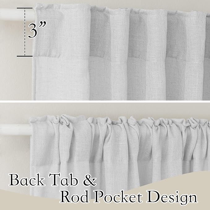 RYB HOME Linen Sheer Curtains for Living Room Privacy Semi Sheer Window Drapes - Image 3