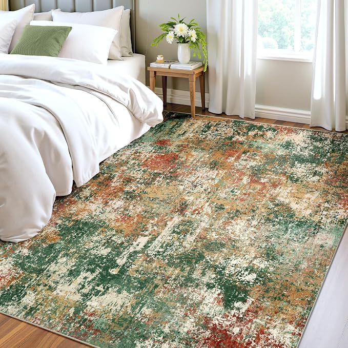 Washable Area Rugs 7'x9' Non-Slip Modern Abstract Soft - Image 2