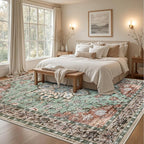 Area Rugs 10x14 Living Room Rug: Washable Rug Soft Vintage Distressed Floral - Image 3