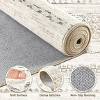 Nakagishi 8x10 Area Rugs Living Room: Washable Boho Large Neutral Soft - Image 3
