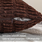 Pack of 2 Corduroy Decorative Throw Pillow Covers 18x18 InchSoft Boho Striped - Image 2