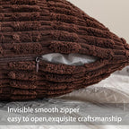 Pack of 2 Corduroy Decorative Throw Pillow Covers 22x22 Inch Soft Striped - Image 3