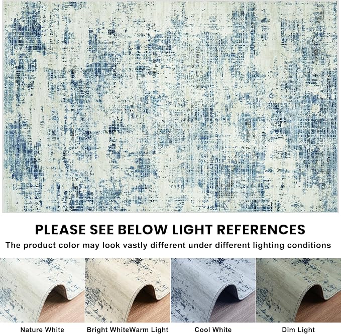 9x12 Area Rugs for Living Room Washable Rug: Anti-Skid Abstract Modern Living - Image 8