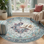 RELEANY Area Rugs 4ft Washable Non-Slip, Floral Vintage Distress Print Pattern - Image 2