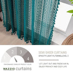 WAZZIO Boho Lace Curtains 96 Inches 2 Panel, Light Filtering Privacy Tassel & - Image 8