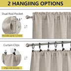 Valances for Windows, Light Filtering Faux Linen Textured Small Short Valance - Image 4