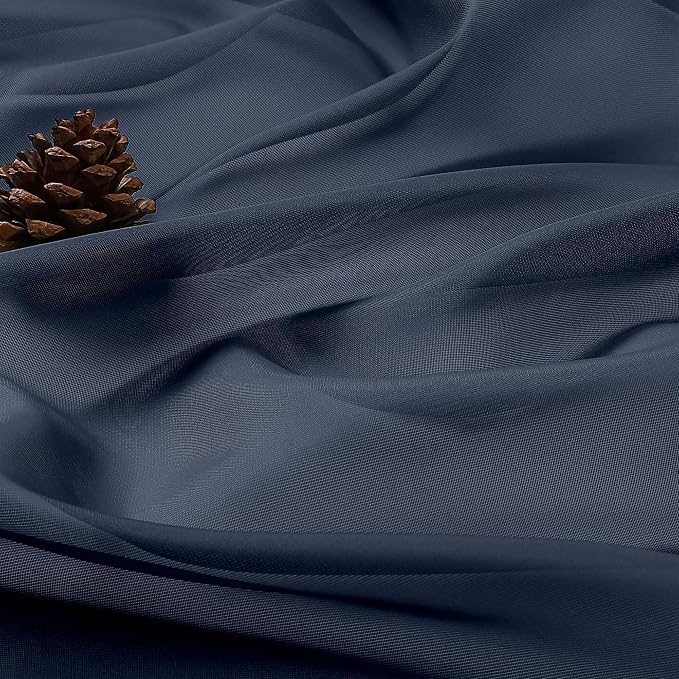 OWENIE Sheer Curtains 84 Inches Long 2 Panels Set, Sheer Navy Blue Curtains - Image 7