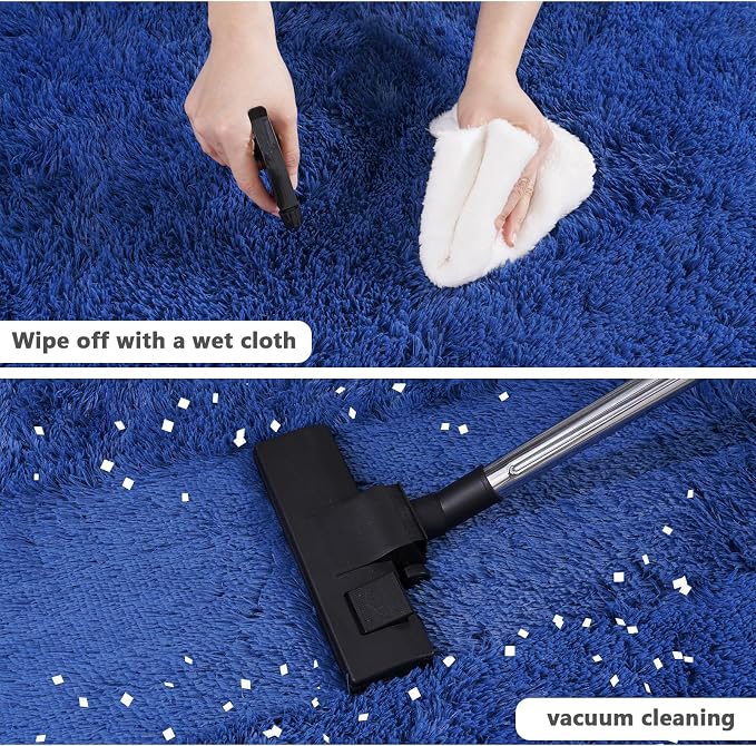 3'x3' Blue Round Rug for Bedroom, Ultra Soft Fluffy Circle Rug for Kids Girls - Image 4