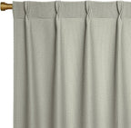 Joydeco Greyish White Pinch Pleated Thick Linen Curtains 90 Inch Long 2 Panel by JOYDECO