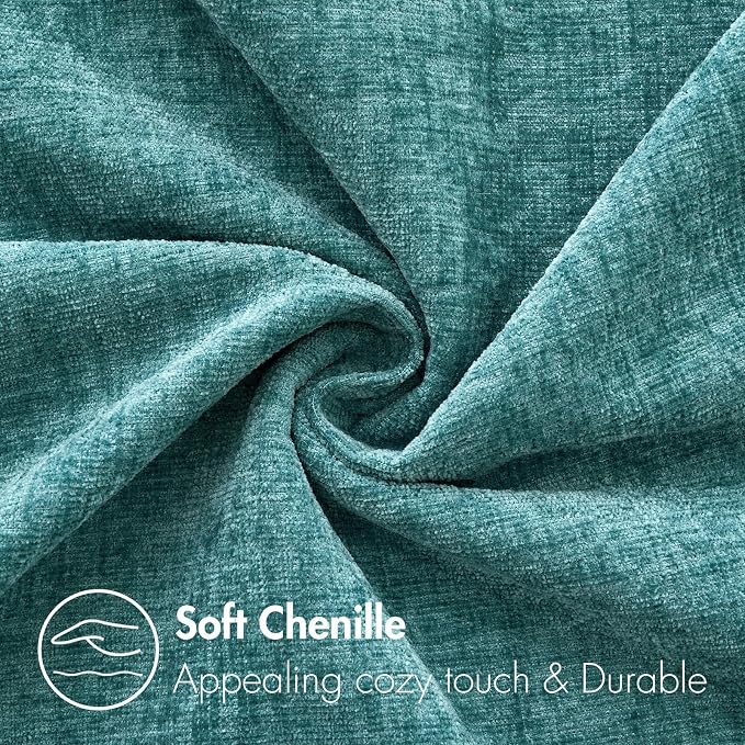 MIULEE Pack of 2 Teal Throw Pillow Covers 16x16 Inch Soft Chenille Pillow Covers - Image 2