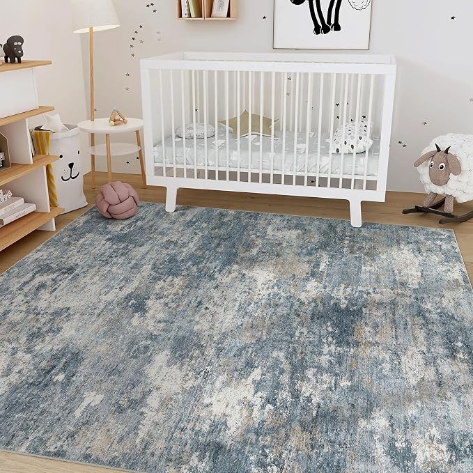 Nakagishi 8x10 Area Rugs Living Room: Washable Abstract Large Neutral Soft Rug - Image 6
