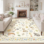 Cat 8x10 Area Rugs for Living Room, Machine Washable Animal Floral Vintage Rug by Soalmost