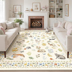 Cat 9x12 Area Rugs for Living Room, Machine Washable Animal Floral Vintage Rug by Soalmost