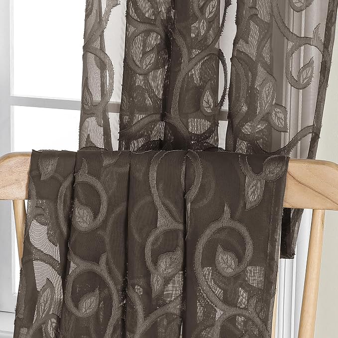OWENIE Furman Chocolate Sheer Curtains 84 inches Long - Image 6