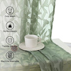 Lecloud Leia Sage Green Sheer Curtains 108 Inches Long 2 Panels, Airy Jacquard - Image 6