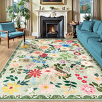 10x14 Area Rugs for Living Room: Floral Washable Rug Vintage Large Soft Boho by PLHXFRSoftAreaRugs