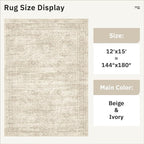 12x15 Washable Area Rug Beige Neutral Abstract Living Room Large Carpet Non - Image 4