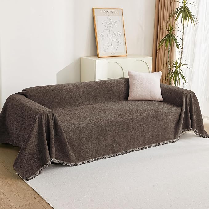 MYSKY HOME Loveseat Cover Deep Chocolate Couch Cover Sectional Couch Covers - Image 9